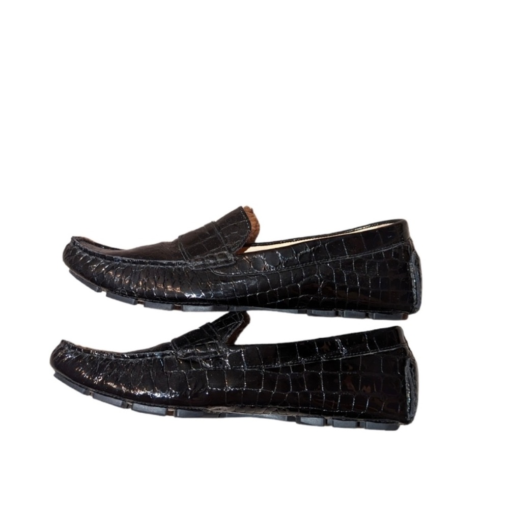 Cole Haan Nike Air Black Croc Patent Leather Slip On Loafers 10.5 AA